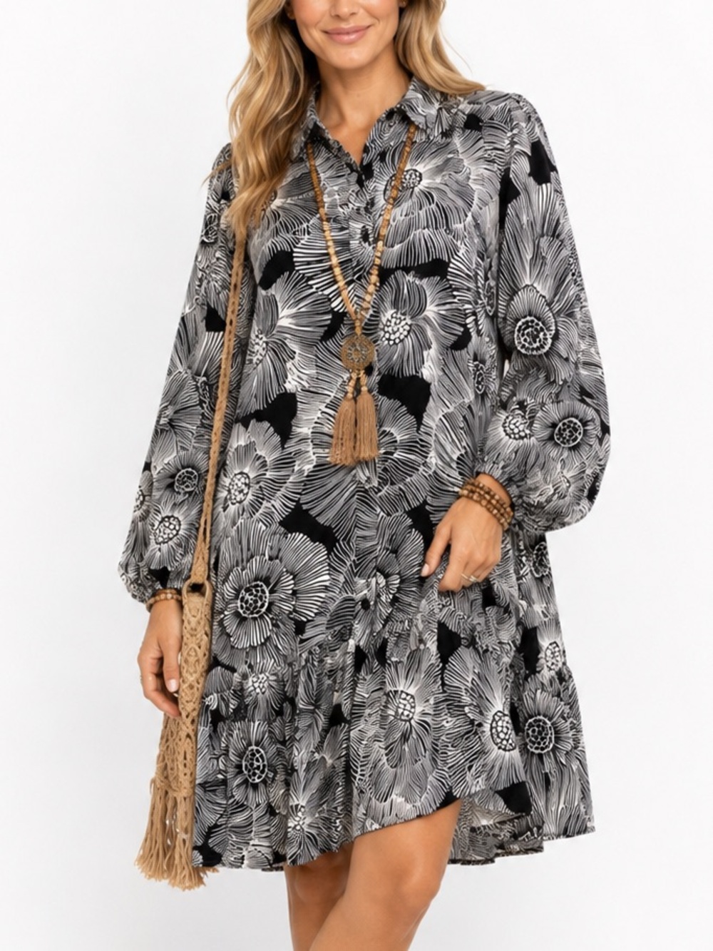 Express Floral Ruffle Hem Oversized midi Dress d1